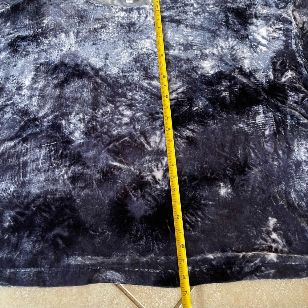 J Jill Top Women 3X Pure Tie-Dyed Deep Blue Velvet Boat Neck Whimsigoth‎ Fairy - Picture 5 of 9